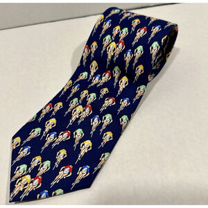 Alynn Bike Racing Cycling Cyclists 100% Silk Navy Blue Necktie Tie 3.25" x 57"